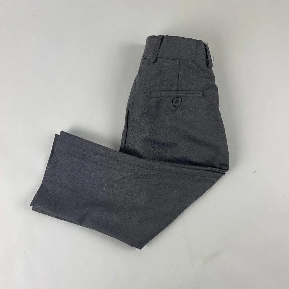 Dress Pants Boys Gray Flat Front Hook And Loops Pockets